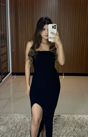 Vestido Tomara que Caia fenda